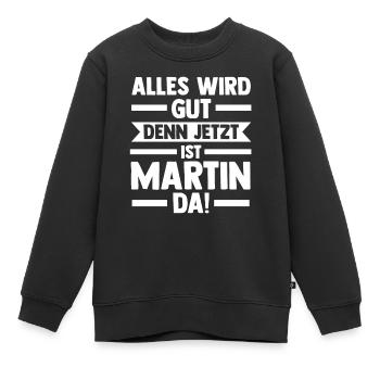 Martin - Kinder Premium Organic Sweatshirt - Schwarz - Vorne - AI Model Kid Female (0cm)