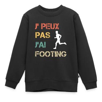 Je peux pas j'ai footing vintage drôle - Sweat Premium enfant bio - noir - Devant - AI Model Kid Female (0cm)