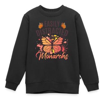 Fille monarque - Sweat Premium enfant bio - noir - Devant - AI Model Kid Female (0cm)