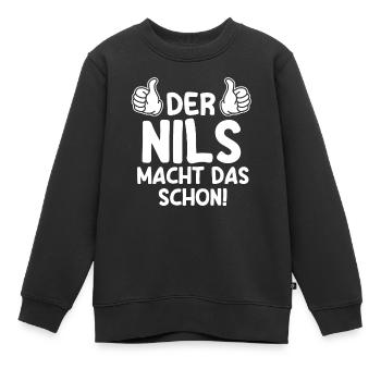 Nils - Kinder Premium Organic Sweatshirt - Schwarz - Vorne - AI Model Kid Female (0cm)