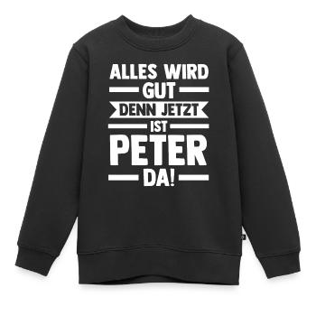 Peter - Kinder Premium Organic Sweatshirt - Schwarz - Vorne - AI Model Kid Female (0cm)