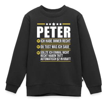 Peter - Kinder Premium Organic Sweatshirt - Schwarz - Vorne - AI Model Kid Female (0cm)