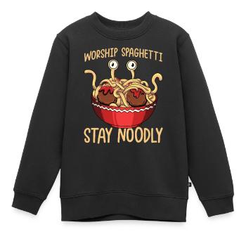 Le monstre spaghetti volant - Sweat Premium enfant bio - noir - Devant - AI Model Kid Female (0cm)