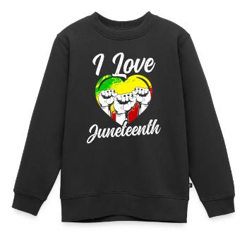 Ich Liebe Den Juneteenth Black African American - Kinder Premium Organic Sweatshirt - Schwarz - Vorne - AI Model Kid Female (0cm)