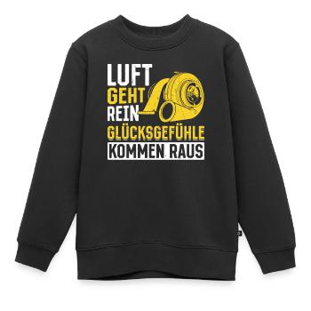 Luft geht rein Glücksgefühle kommen raus! Tuning - Kinder Premium Organic Sweatshirt - Schwarz - Vorne - AI Model Kid Female (0cm)
