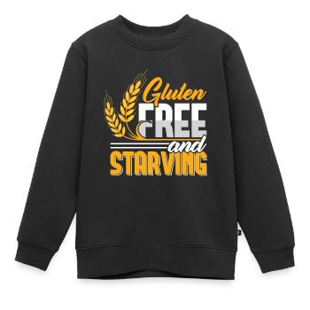 Drôle sans gluten et affamé - Sweat Premium enfant bio - noir - Devant - AI Model Kid Female (0cm)
