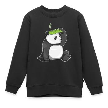 Panda Leaf - Sweat Premium enfant bio - noir - Devant - AI Model Kid Female (0cm)
