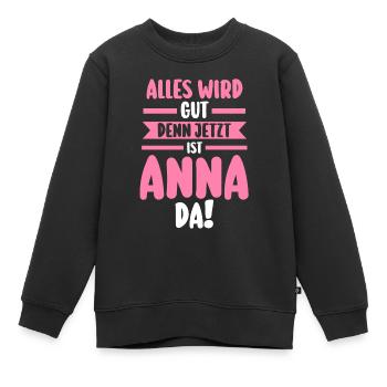 Anna - Kinder Premium Organic Sweatshirt - Schwarz - Vorne - AI Model Kid Female (0cm)