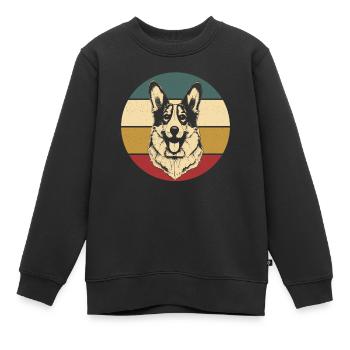 Corgi gallois - Sweat Premium enfant bio - noir - Devant - AI Model Kid Female (0cm)