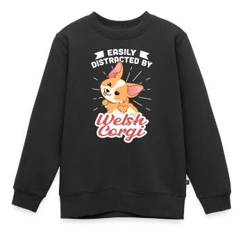 Corgi gallois - Sweat Premium enfant bio - noir - Devant - AI Model Kid Female (0cm)