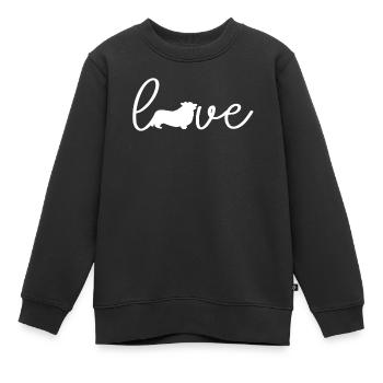 Corgi gallois - Sweat Premium enfant bio - noir - Devant - AI Model Kid Female (0cm)