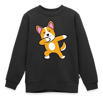 Corgi gallois - Sweat Premium enfant bio - noir - Devant - AI Model Kid Female (0cm)
