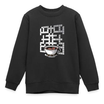 Résoudre des mots croisés - Sweat Premium enfant bio - noir - Devant - AI Model Kid Female (0cm)