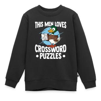 Résoudre des mots croisés - Sweat Premium enfant bio - noir - Devant - AI Model Kid Female (0cm)