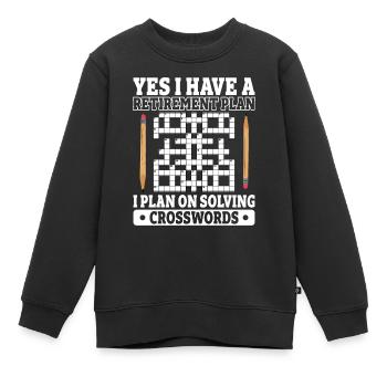 Résoudre des mots croisés - Sweat Premium enfant bio - noir - Devant - AI Model Kid Female (0cm)