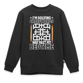 Résoudre des mots croisés - Sweat Premium enfant bio - noir - Devant - AI Model Kid Female (0cm)