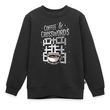 Résoudre des mots croisés - Sweat Premium enfant bio - noir - Devant - AI Model Kid Female (0cm)