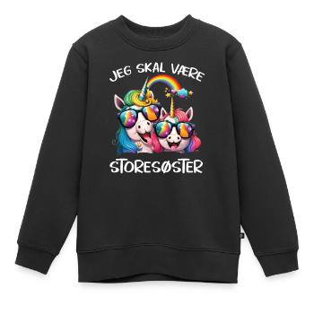 Jeg skal være storesøster Enhjørning snart fødsel - Kinder Premium Organic Sweatshirt - Schwarz - Vorne - AI Model Kid Female (0cm)