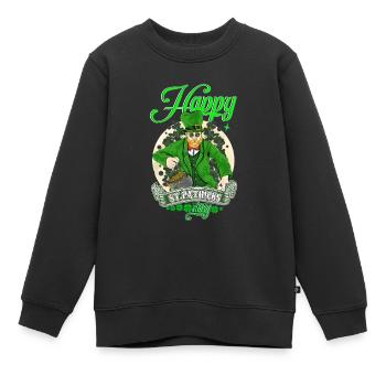 St Paddys St Patricksday St Patrick Day - Kinder Premium Organic Sweatshirt - Schwarz - Vorne - AI Model Kid Female (0cm)