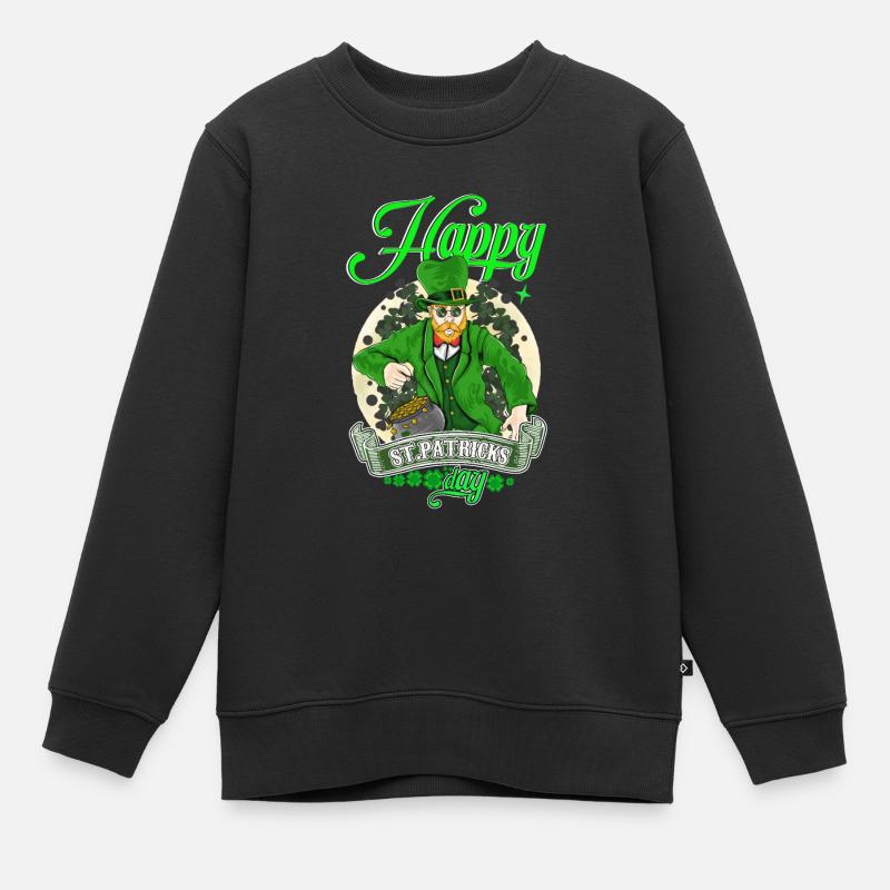 St Paddys St Patricksday St Patrick Day - Kinder Premium Organic Sweatshirt - Schwarz