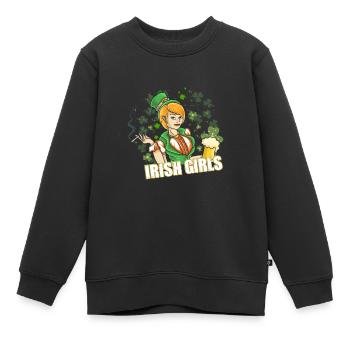 St Paddy’s St Patricksday St Patrick Day - Sweat Premium enfant bio - noir - Devant - AI Model Kid Female (0cm)