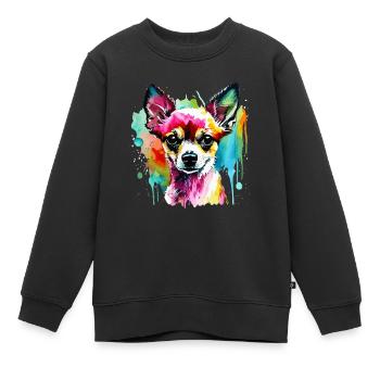 Chihuahua pour les amoureux des chiens Maîtresse Maître - Sweat Premium enfant bio - noir - Devant - AI Model Kid Female (0cm)