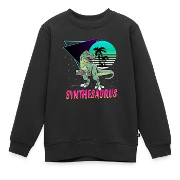 Synthétiseur électronique T-Rex Synthesaurus - Sweat Premium enfant bio - noir - Devant - AI Model Kid Female (0cm)