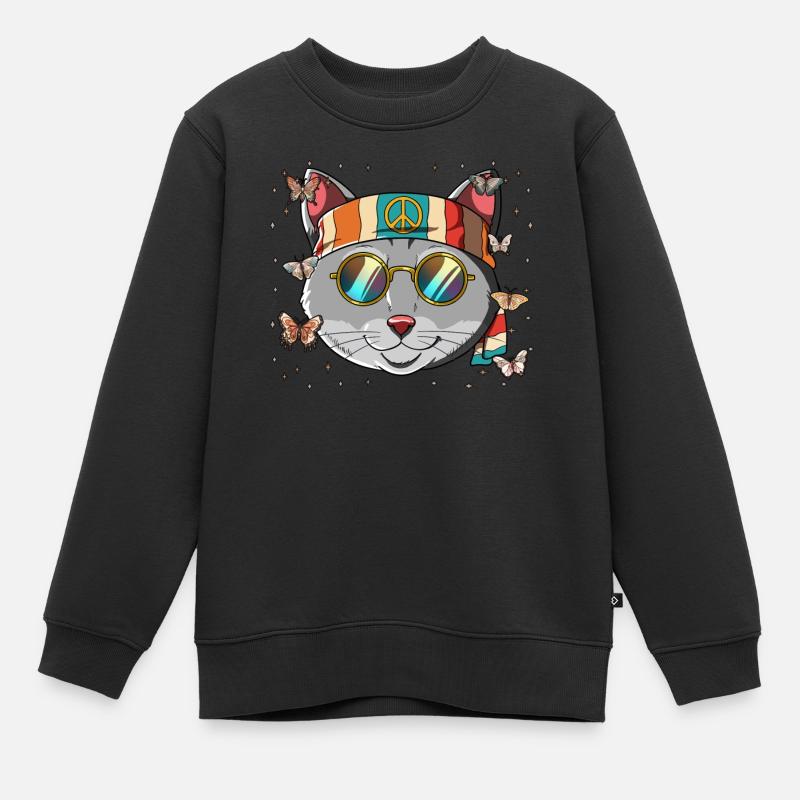 60s 70s Costume Groovy Hippie - Sweat Premium enfant bio - noir