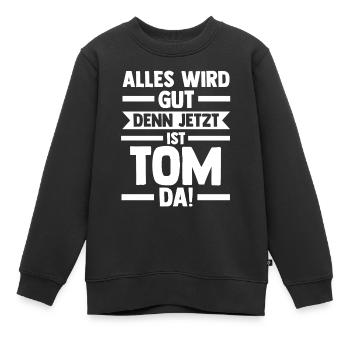 Tom - Kinder Premium Organic Sweatshirt - Schwarz - Vorne - AI Model Kid Female (0cm)