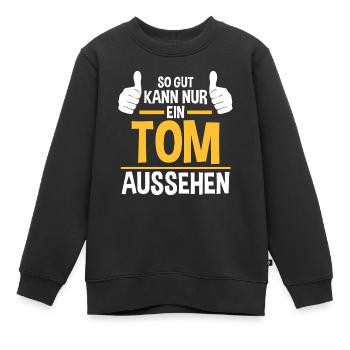 Tom - Kinder Premium Organic Sweatshirt - Schwarz - Vorne - AI Model Kid Female (0cm)