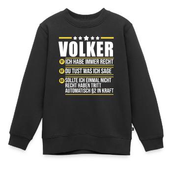 Volker - Kinder Premium Organic Sweatshirt - Schwarz - Vorne - AI Model Kid Female (0cm)