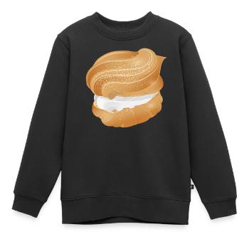 Illustration eines mit Sahne gefüllten Windbeutel - Kinder Premium Organic Sweatshirt - Schwarz - Vorne - AI Model Kid Female (0cm)