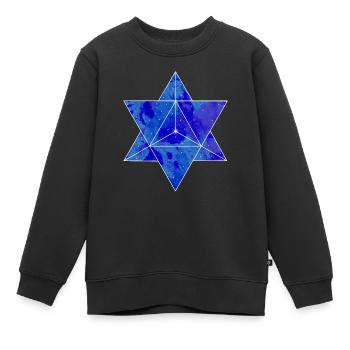 Merkaba - Nachtbild - Sterne - heilige Geometrie - Kinder Premium Organic Sweatshirt - Schwarz - Vorne - AI Model Kid Female (0cm)