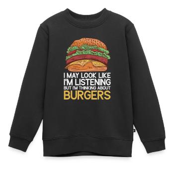 Hamburger - Sweat Premium enfant bio - noir - Devant - AI Model Kid Female (0cm)