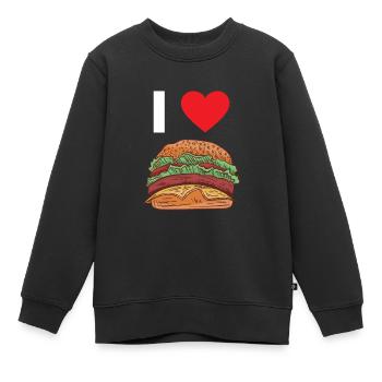 Hamburger - Sweat Premium enfant bio - noir - Devant - AI Model Kid Female (0cm)