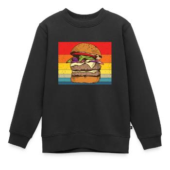 Hamburger - Sweat Premium enfant bio - noir - Devant - AI Model Kid Female (0cm)