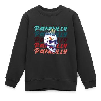 Rockabilly Rocknroll Musique Rock Hardrock - Sweat Premium enfant bio - noir - Devant - AI Model Kid Female (0cm)
