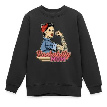 Rockabilly Rocknroll Musique Rock Hardrock - Sweat Premium enfant bio - noir - Devant - AI Model Kid Female (0cm)