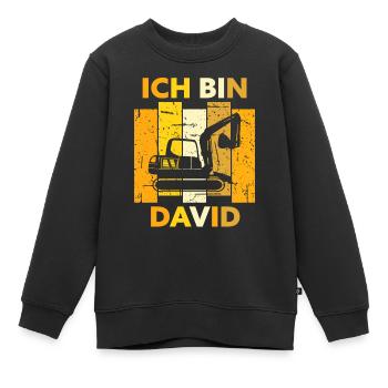 David Geschenk Name Namensschild Geburtstag - Kinder Premium Organic Sweatshirt - Schwarz - Vorne - AI Model Kid Female (0cm)
