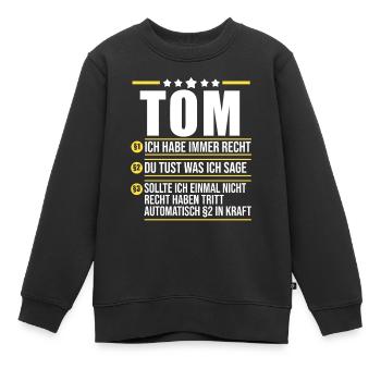 Tom - Kinder Premium Organic Sweatshirt - Schwarz - Vorne - AI Model Kid Female (0cm)