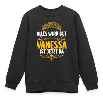 Vanessa - Kinder Premium Organic Sweatshirt - Schwarz - Vorne - AI Model Kid Female (0cm)