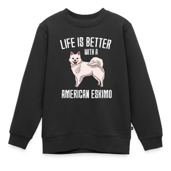 Esquimau d’Amérique - Sweat Premium enfant bio - noir - Devant - AI Model Kid Female (0cm)