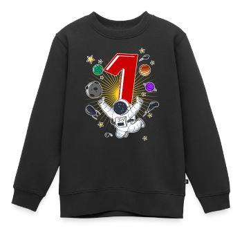 Astronaut 1 Jahr Weltraum Rakete 1. Geburtstag - Kinder Premium Organic Sweatshirt - Schwarz - Vorne - AI Model Kid Female (0cm)