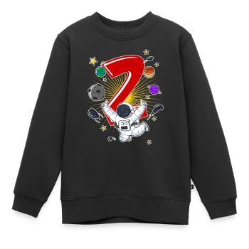 Astronaut 1 Jahr Alt Weltraum Rakete 2. Geburtstag - Kinder Premium Organic Sweatshirt - Schwarz - Vorne - AI Model Kid Female (0cm)