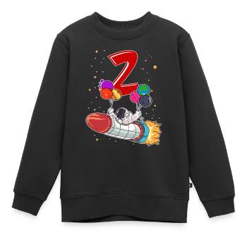 Astronaut 1 Jahr Alt Weltraum Rakete 2. Geburtstag - Kinder Premium Organic Sweatshirt - Schwarz - Vorne - AI Model Kid Female (0cm)