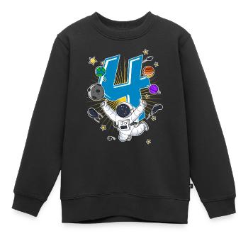 Astronaut 4 Jahre Weltraum Rakete 4. Geburtstag - Kinder Premium Organic Sweatshirt - Schwarz - Vorne - AI Model Kid Female (0cm)