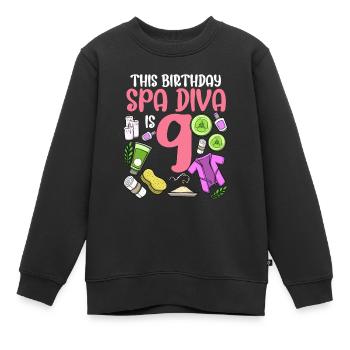 Spa Geburtstag für Mädchen 9. Spa Geburtstagsfeier - Kinder Premium Organic Sweatshirt - Schwarz - Vorne - AI Model Kid Female (0cm)