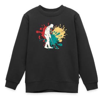 Joggen Silhouette - Kinder Premium Organic Sweatshirt - Schwarz - Vorne - AI Model Kid Female (0cm)