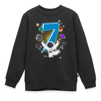 Astronaut 7 Jahre Weltraum Rakete 7. Geburtstag - Kinder Premium Organic Sweatshirt - Schwarz - Vorne - AI Model Kid Female (0cm)
