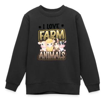 J’aime les animaux de la ferme, la ferme des enfants - Sweat Premium enfant bio - noir - Devant - AI Model Kid Female (0cm)
